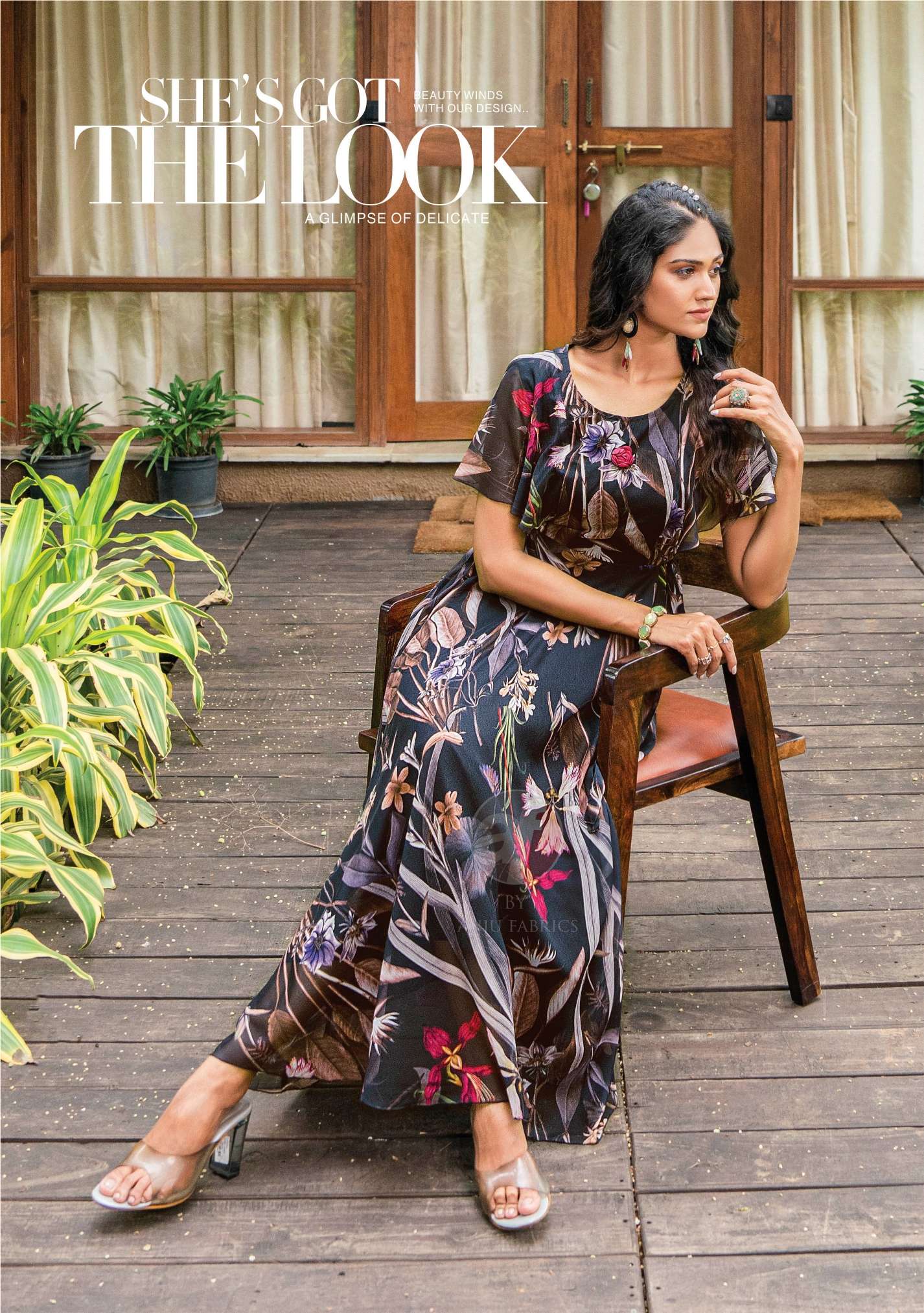 CORAL CHARM VOL 3  PRINTED VISCOSE PREMIUM CHIFFON DESIGNER KURTI WITH  FANCY BROOCH BY AF BRAND 1006 C